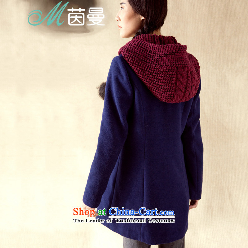Athena Chu Cayman 2014 winter clothing new minimalist knocked color woolen hats in the stitching long jacket (8443210770)?- Blue M Athena Cayman (INMAN, DIRECTOR) , , , shopping on the Internet