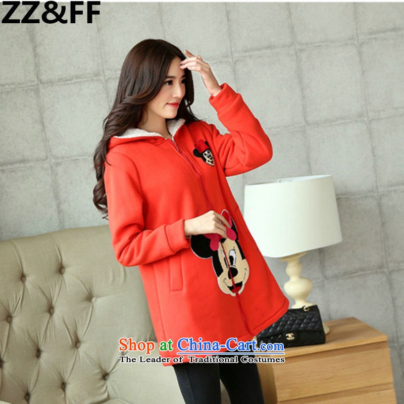 2015 Autumn load new Zz&ff) 200 catties to increase women's code thick MM spring and autumn cotton coat Yi XXXL,ZZ&FF,,, Tangerine Orange Shopping on the Internet