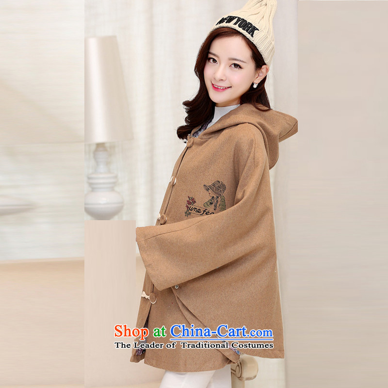 2015 Fall/Winter Collections Zz&ff new to increase women's burden of code 200 MM thick cloak A field jacket Korean relaxd a wool coat khaki XXL( recommendations 150-175 catty ),ZZ&FF,,, shopping on the Internet