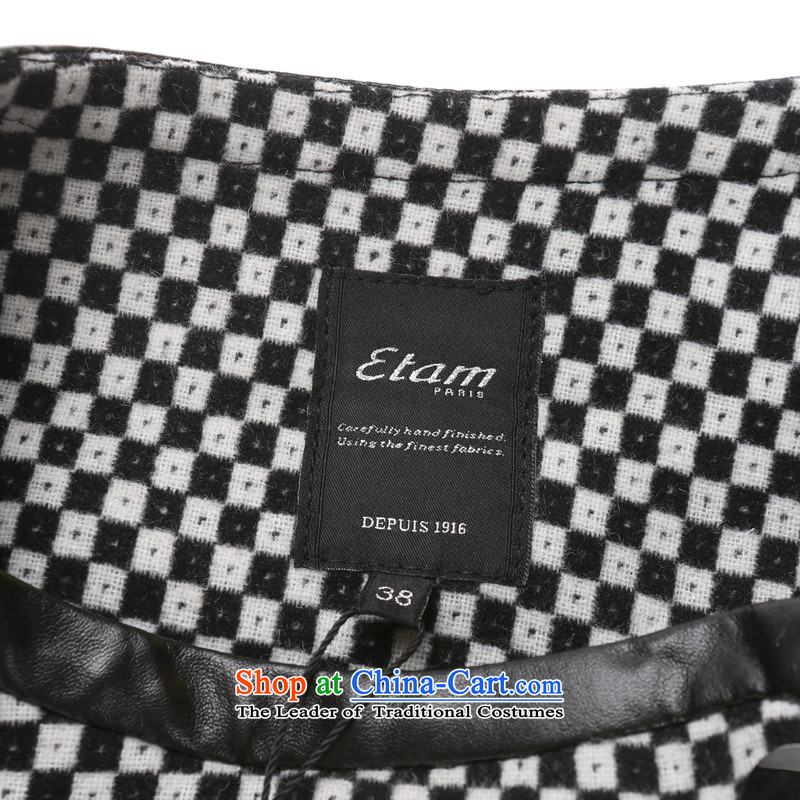 Etam ETAM winter classic Tartan Neck long coat 14013406395 165/38/M, Black Eiger etam,,, shopping on the Internet