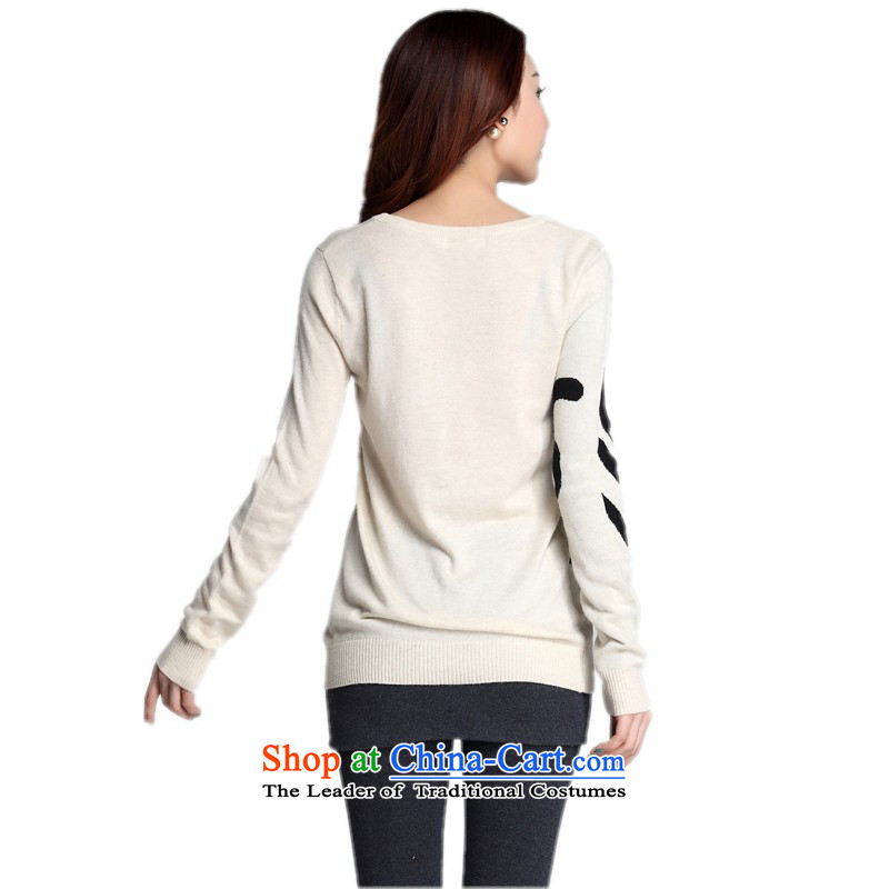 C.o.d. Package Mail Plus obesity mm sweet small fox stamp long-sleeved sweater for winter new stylish package, forming the large round-neck collar shirt Knitted Shirt shirt apricot 3XL approximately 150-165¨catty, land is of Yi , , , shopping on the Inter