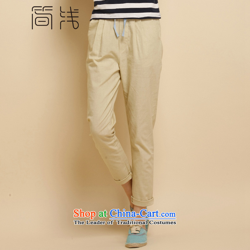 In short light?autumn 2015 Women's clothes cotton linen pants 9 female college girl wind extra sum female thick girls' Graphics thin of leisure Harun trousers female 1126 apricot?XL