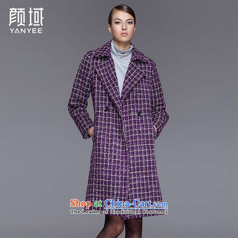 Mr NGAN domain 2015 Autumn for women in large long coats warm relaxd latticed gross 04W4618 jacket purple XL_42?