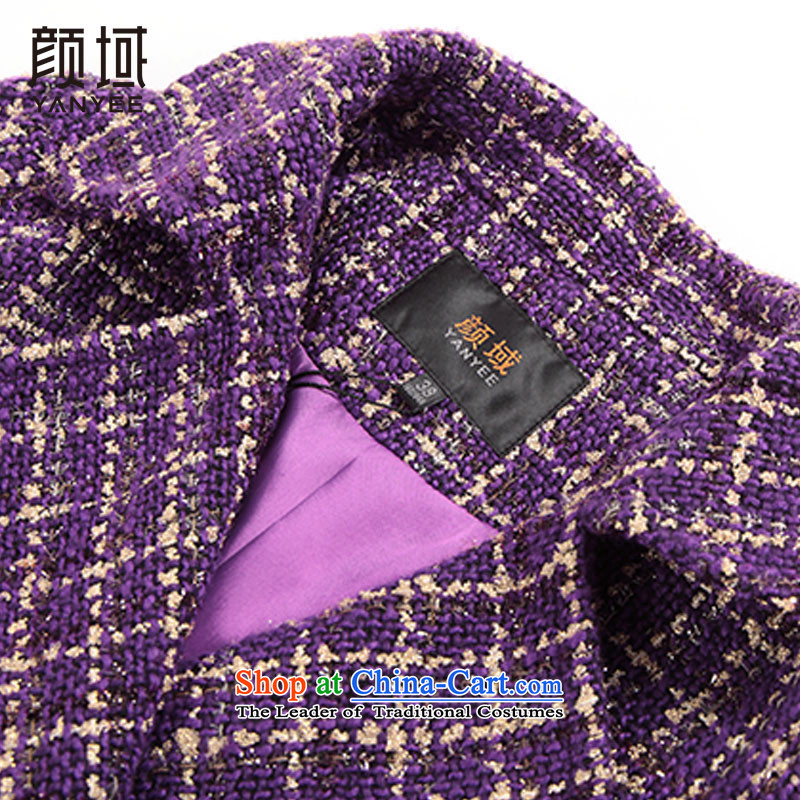 Mr NGAN domain 2015 Autumn for women in large long coats warm relaxd latticed gross 04W4618 jacket purple XL/42,? Mr Ngan domain (YANYEE) , , , shopping on the Internet