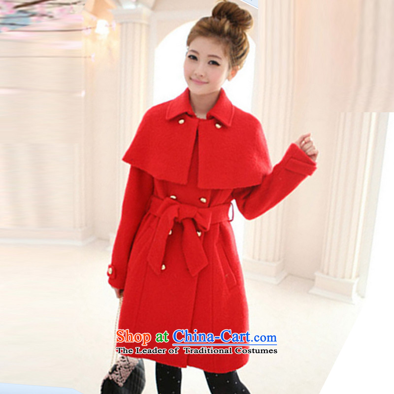 2015 Autumn and winter new Korean version of the long hair? jacket wild cloak coats female cotton coat winter cotton waffle warm clip tether windbreaker larger female red clip cotton S, such as statements (RUYAN) , , , shopping on the Internet