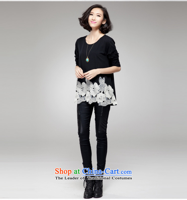 Double Chin Yi Su-large female to long-sleeved T-shirt loose cotton stretch embroidery spell checker shirt Q6807 forming the wild Black XXXXL 155-170 recommends that you pictures, prices, brand platters! The elections are supplied in the national character of distribution, so action, buy now enjoy more preferential! As soon as possible.