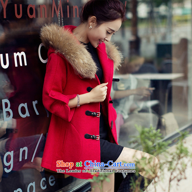 Wooden Geun-hye 2015 winter new Korean girl in gross? jacket long Nuclear Sub for gross a wool coat 880 Chinese red M : Geun-hye has been pressed shopping on the Internet