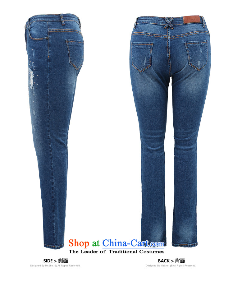 Msshe xl women 2015 new Korean version in the drill Top Loin ironing leisure video thin jeans 7882 Denim blue T4 picture, prices, brand platters! The elections are supplied in the national character of distribution, so action, buy now enjoy more preferential! As soon as possible.