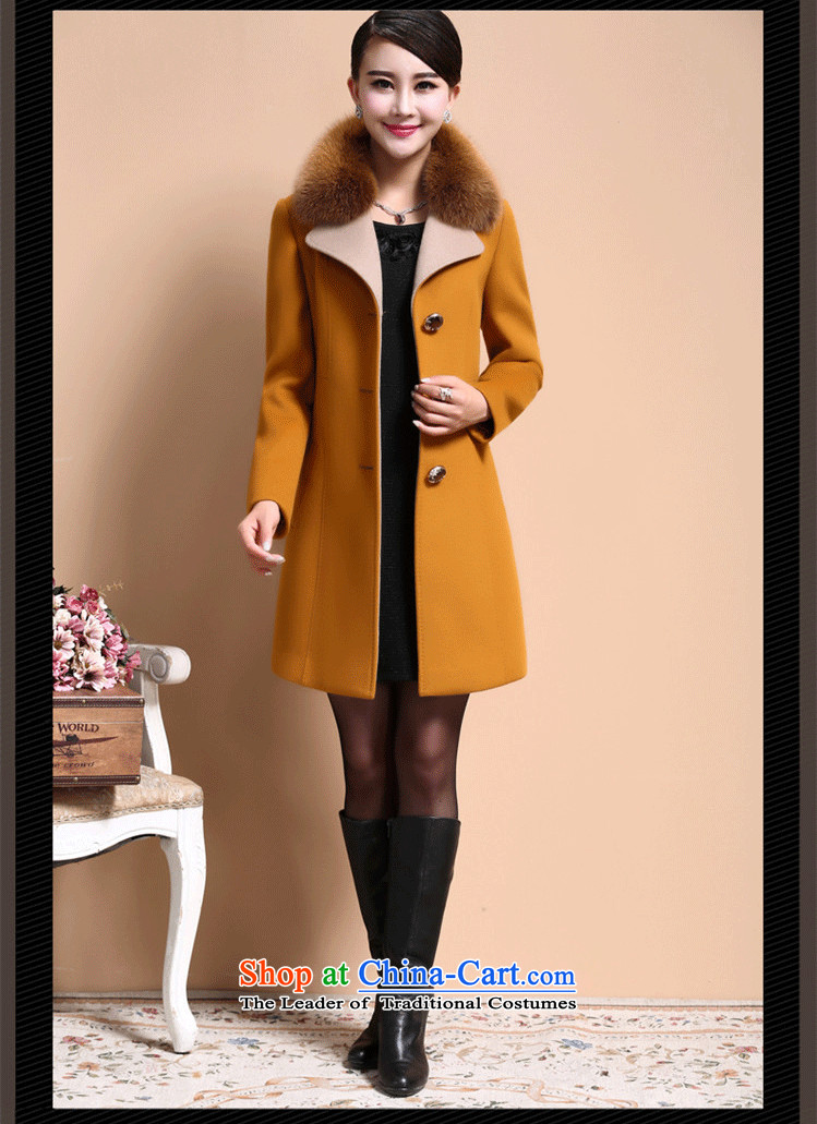 Mya Zi 2015 autumn and winter new long suit in Sau San for gross large jacket coat is medium to long term, a wool coat Yellow M picture, prices, brand platters! The elections are supplied in the national character of distribution, so action, buy now enjoy more preferential! As soon as possible.