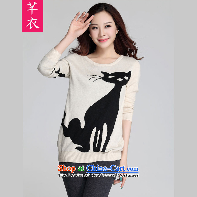 Lady long-sleeved blouses autumn2015 T-shirt new xl female cats Mimi knitwear mm thick Korean kumabito woolen pullover, forming the Netherlands apricotXL paras. 125-140 catty
