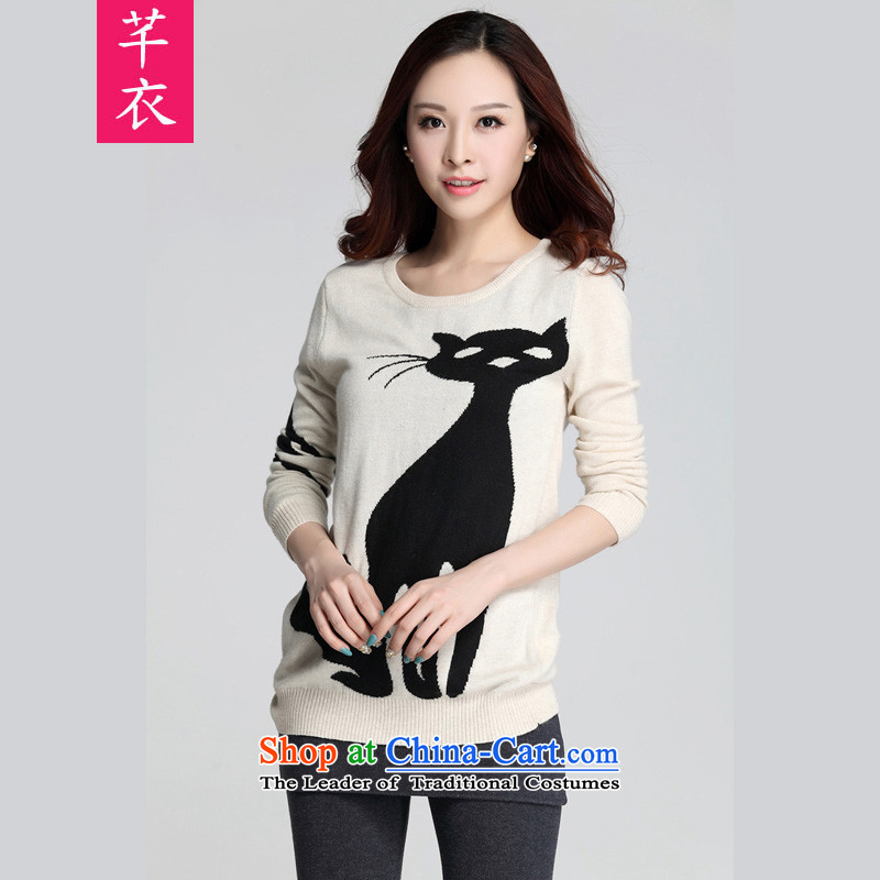 Lady long-sleeved blouses autumn 2015 T-shirt new xl female cats Mimi knitwear mm thick Korean kumabito woolen pullover, forming the Netherlands apricot XL paras. 125-140, Constitution Yi shopping on the Internet has been pressed.