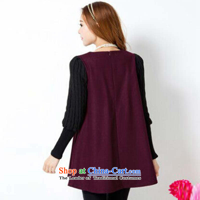 Memnarch Castel Gandolfo   2015 autumn and winter clothes for larger female Korean modern liberal thick knitting stitching gross? autumn and winter dresses  8021 dark red , L, Memnarch Castel Gandolfo (KEDUOER) , , , shopping on the Internet
