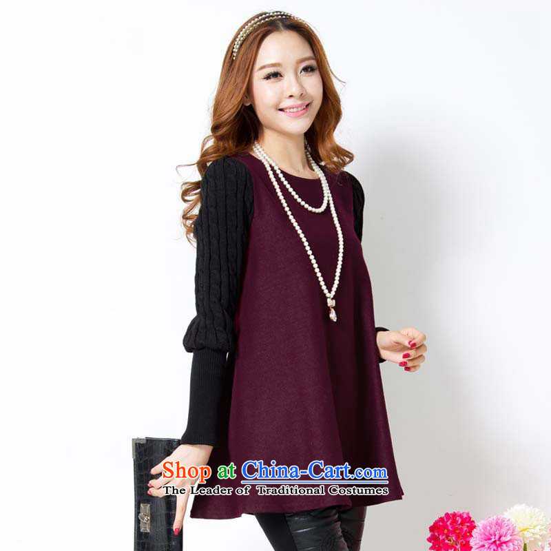 Memnarch Castel Gandolfo   2015 autumn and winter clothes for larger female Korean modern liberal thick knitting stitching gross? autumn and winter dresses  8021 dark red , L, Memnarch Castel Gandolfo (KEDUOER) , , , shopping on the Internet