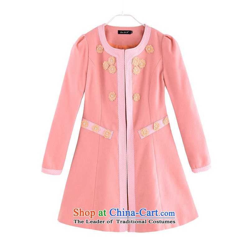 The 2015 autumn and winter new Korean sweet in long long-sleeved sweater thick mm xl female flowers nail pearl sweet Sau San a wool coat pink can reference the chest or advice option customer services, and Hazel (QIANYAZI constitution) , , , shopping on t