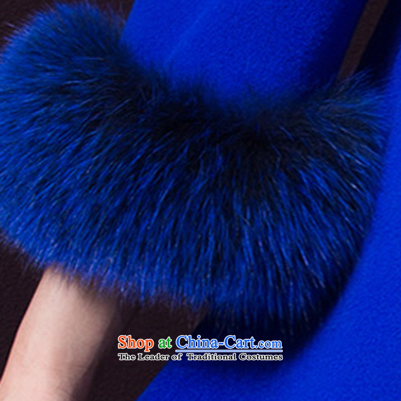 Small Flower of 2015 winter clothing new women in large retro long cloak cashmere overcoat gross? female R1035 jacket blue 4XL, Yugoslavia staff (QIDURMER latte macchiato) , , , shopping on the Internet