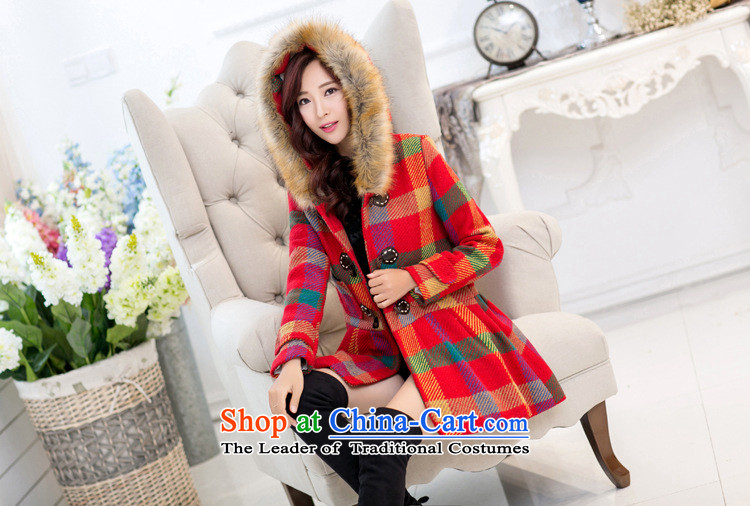 2015 Fall/Winter Collections new)? Korean female coats and stylish grid with cap in gross? jacket long thin nagymaros for graphics cloak gross? windbreaker red cloak female plaid XL Photo, prices, brand platters! The elections are supplied in the national character of distribution, so action, buy now enjoy more preferential! As soon as possible.