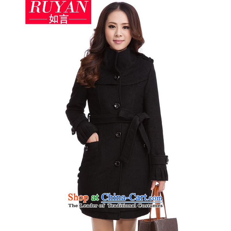 65 per cent of the included wool 2015 autumn and winter New Women Korean OL commuter in long hair? tether Sau San Mao jacket coat female windbreaker? the black?M
