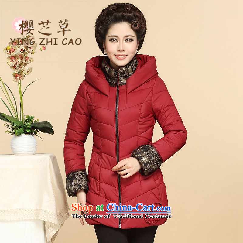 2015 Fall_Winter Collections new middle-aged female jacket coat in the mother of older women's large to intensify the thick down cotton coat around 922.747 6XL_160 RED_