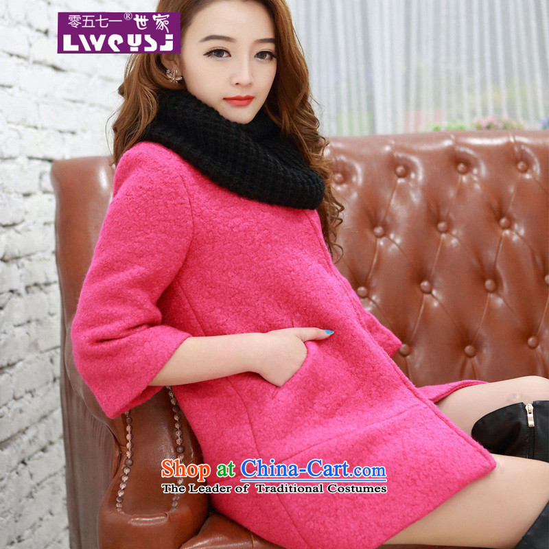 Saga 2015 Winter 零五七一 new Korean female loose 7 cuff wool a jacket COAT 8602 in red female L