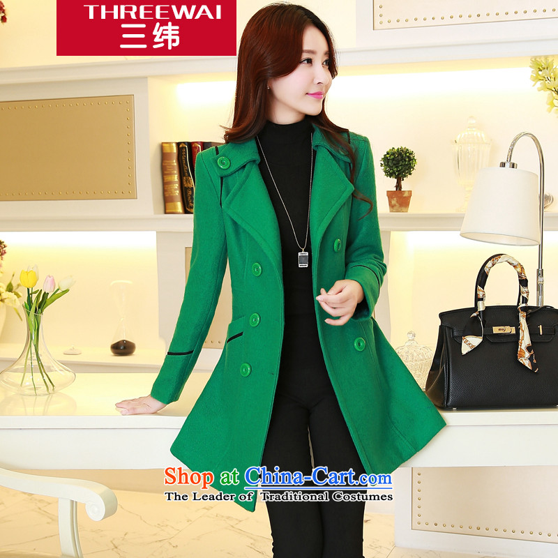 The three courses of this 2015 New Women's jacket, long coats gross? female double-cashmere a wool coat, wool amako coats of Sau San Green M 3 courses (threewai) , , , shopping on the Internet