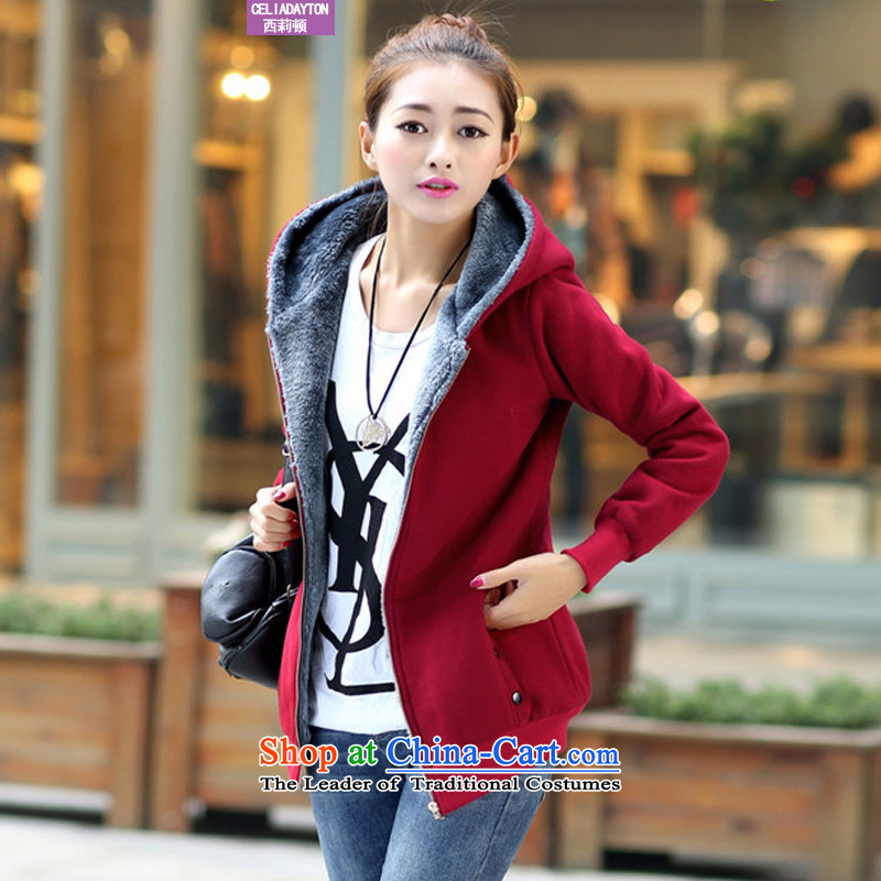 Szili Clinton to increase women's code 2015 winter clothing in the new fat mm long version won the lint-free thick coat thin 200 catties warm gross sleeve sweater wine red 6XL, Szili (celia dayton , , , shopping on the Internet