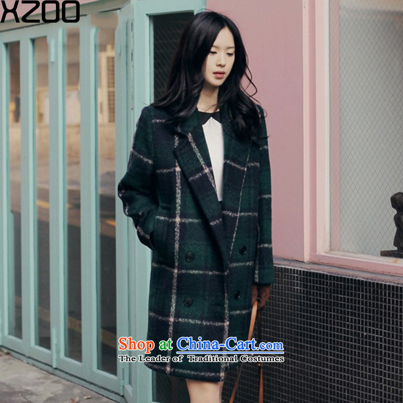 Gross coats women XZOO2015? Korean jacket retro green tartan wool a new winter clothing?XL