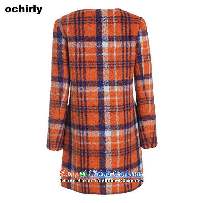 The new Europe, ochirly Women of England in the stitching grid long hairs? overcoat 1144341470 orange. When Euro 959 M(165/88A), force (ochirly) , , , shopping on the Internet