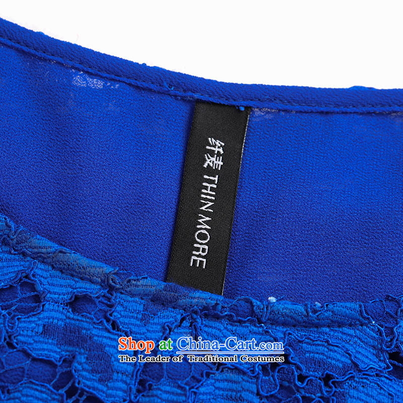 The former Yugoslavia Migdal Code women 2015 Autumn replacing the new fat mm chiffon lace stitching 951365158 shirt blue 5XL, Sau San Fiber Mak , , , shopping on the Internet