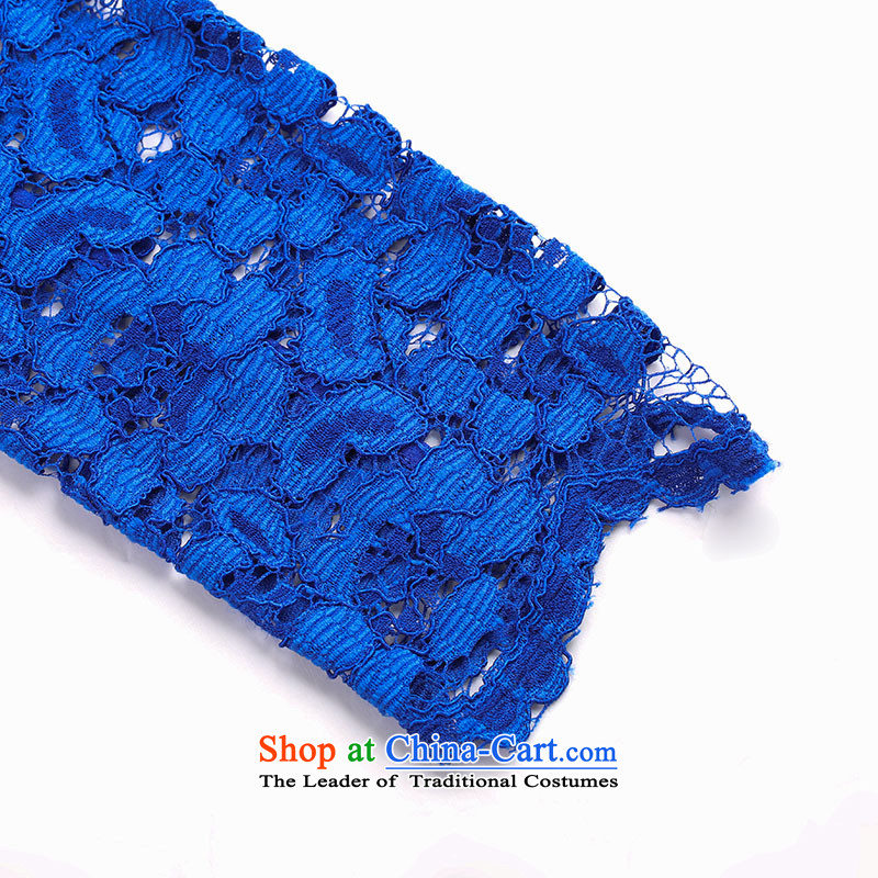 The former Yugoslavia Migdal Code women 2015 Autumn replacing the new fat mm chiffon lace stitching 951365158 shirt blue 5XL, Sau San Fiber Mak , , , shopping on the Internet