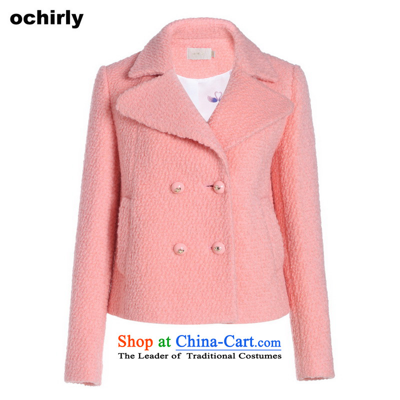 The new Europe, ochirly female sweet double-reverse collar loose thick wool coat 1144341630? light pink orange M(165/88a), Europe, 451 (ochirly) , , , shopping on the Internet