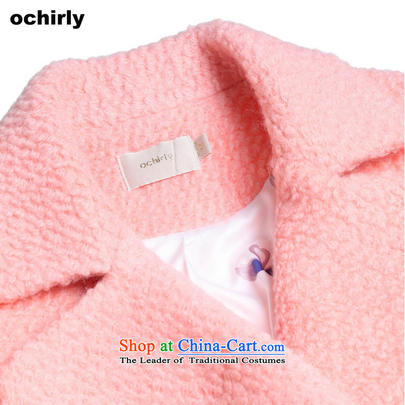 The new Europe, ochirly female sweet double-reverse collar loose thick wool coat 1144341630? light pink orange M(165/88a), Europe, 451 (ochirly) , , , shopping on the Internet
