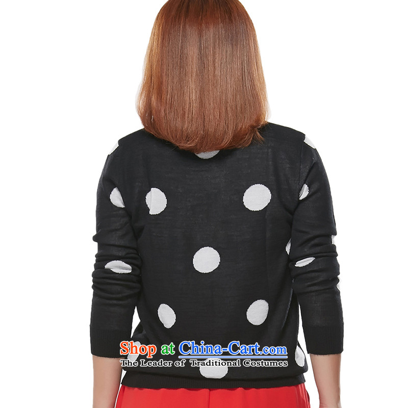 Large msshe women 2015 winter new long-sleeved round-neck collar woolen pullover 2336 black spots the Susan Carroll, Ms Elsie 3XL, Yee (MSSHE),,, shopping on the Internet