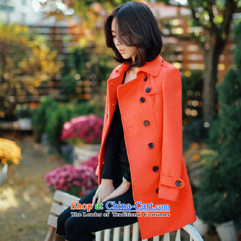 The half-timbered new autumn and winter in long long-sleeved gross? female Sau San video thin coat gross? female jacket red-orange , L, half wood , , , shopping on the Internet