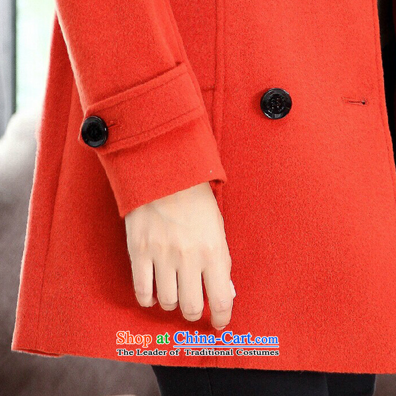 The half-timbered new autumn and winter in long long-sleeved gross? female Sau San video thin coat gross? female jacket red-orange , L, half wood , , , shopping on the Internet
