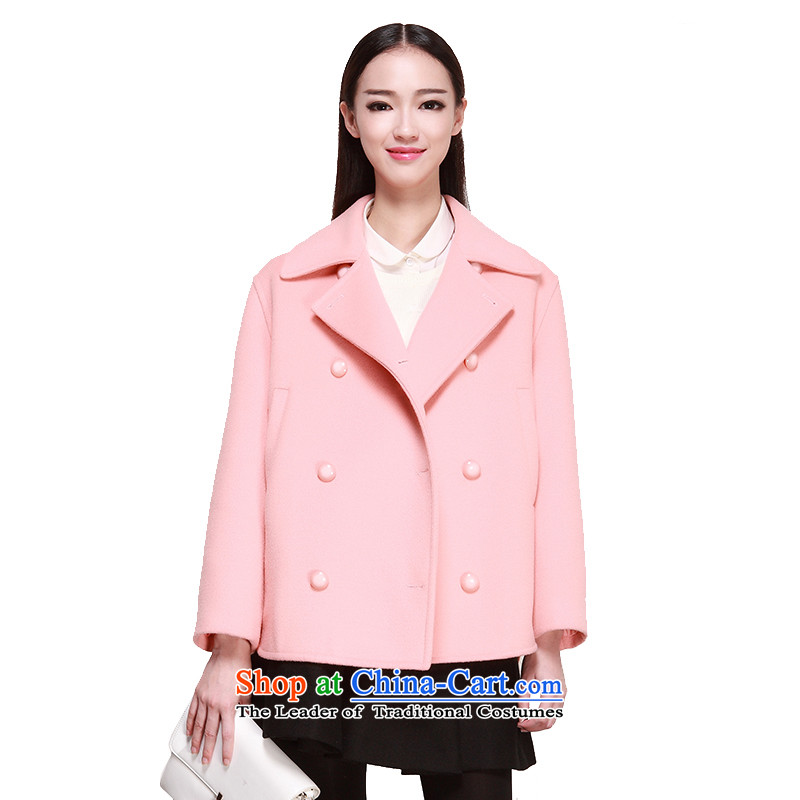 El Boothroyd autumn and winter 2015 new women's double-thick wool a short of the amount? jacket of the female pink, L, Lai (eifini) , , , shopping on the Internet