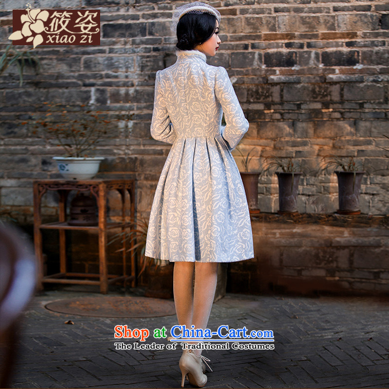Gigi Lai Siu-white rose by 2015 autumn and winter retro small fresh warm rose gross stamp? overcoat blue white flowers PUERTORRICANS pre-sale 35 days), Gigi Lai (xiaozi SMHF) , , , shopping on the Internet