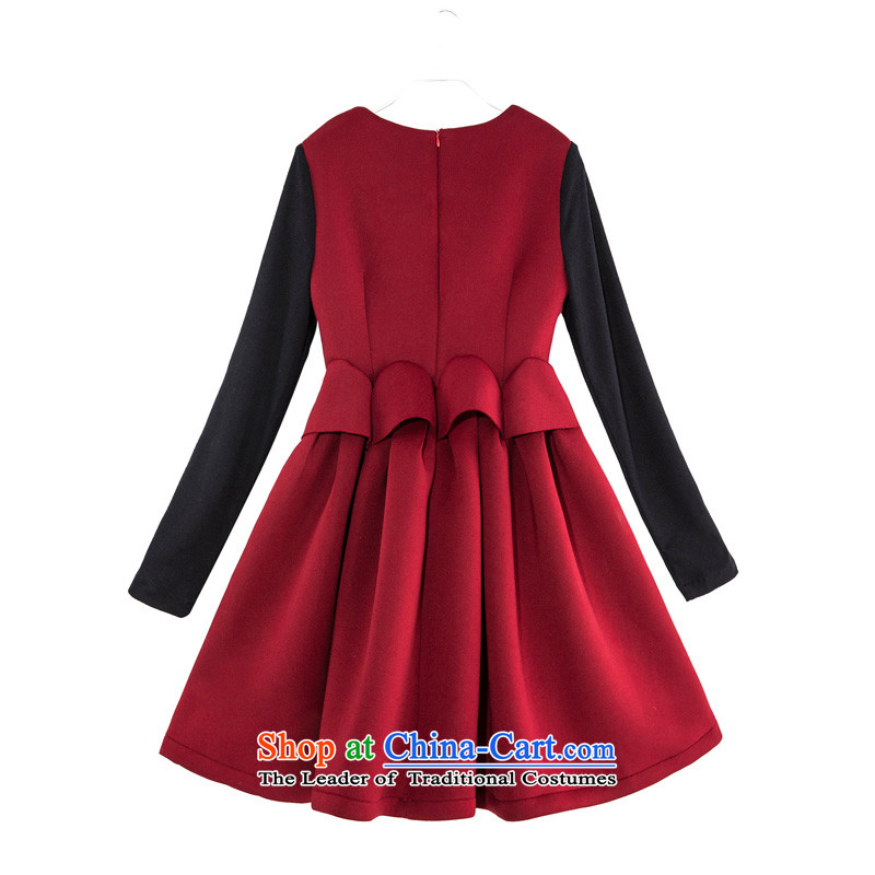 In the autumn of 2015, replacing sexy sweet temperament thick thick mm lightweight warm bon bon skirt xl women's long-sleeved black belly kumabito knitted dresses 3XL deep red 155-170, Hazel (QIANYAZI constitution) , , , shopping on the Internet
