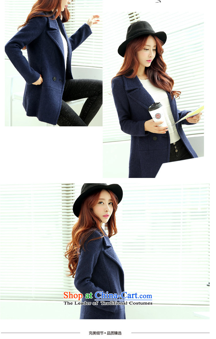 Contact Us dual leaf 2015 autumn and winter new Korean fashion sense of wild a grain of detained women's video thin lapel of Sau San Mao jacket? navy blue M picture, prices, brand platters! The elections are supplied in the national character of distribution, so action, buy now enjoy more preferential! As soon as possible.