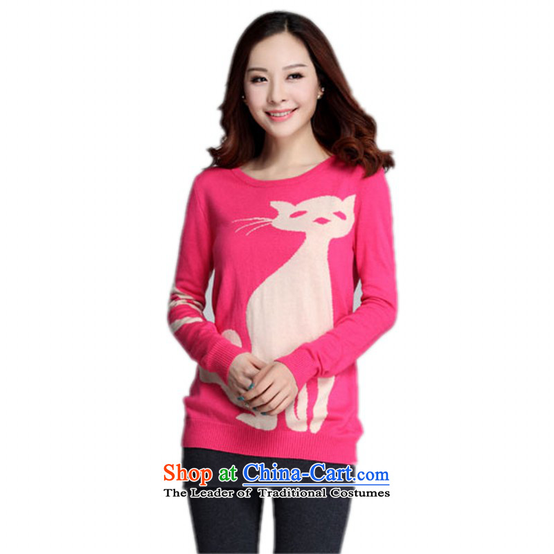 C.o.d. plus obesity large mm female Sweater Knit-fox Mercerized Jersey Cover-Up comfortable stylish pattern shirt ladies wear the OL T-shirt apricot color graphics thin 3XL about 155-170, Slim Connie shopping on the Internet has been pressed.
