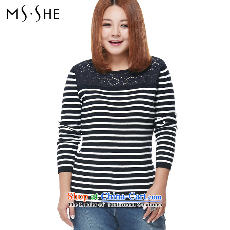 Msshe xl women 2015 Autumn new streaks knocked color graphics thin sweater Sau San pullovers blue 3XL, 7432 seeks the Susan Carroll, poetry Yee (MSSHE),,, shopping on the Internet