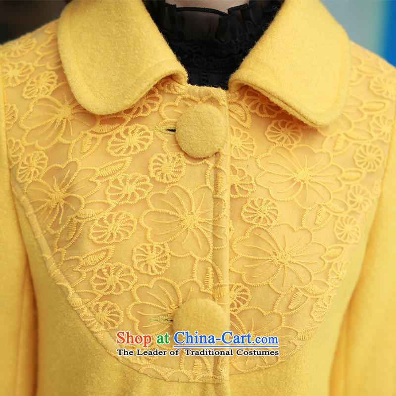 The original days Sang-mi 2014 Winter Korean fashion in pure color long loose)? sub-jacket female CD81A0LT03 light yellow velvet treated polyester , L, former Sang-mi , , , shopping on the Internet