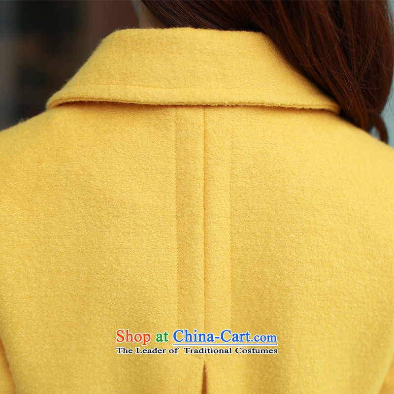 The original days Sang-mi 2014 Winter Korean fashion in pure color long loose)? sub-jacket female CD81A0LT03 light yellow velvet treated polyester , L, former Sang-mi , , , shopping on the Internet