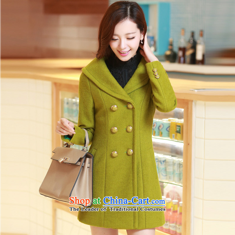 The original days Sang-mi 2014 Winter Korean fashion Sau San pure color, double-a jacket female CD81A0LT05 Bodhi Green , L, former Sang-mi , , , shopping on the Internet