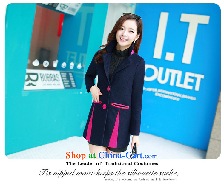 The original days Sang-mi 2014 winter stylish Korean stitching color Sau San lapel a wool coat female CD81A0LT06 navy blue XXL picture, prices, brand platters! The elections are supplied in the national character of distribution, so action, buy now enjoy more preferential! As soon as possible.