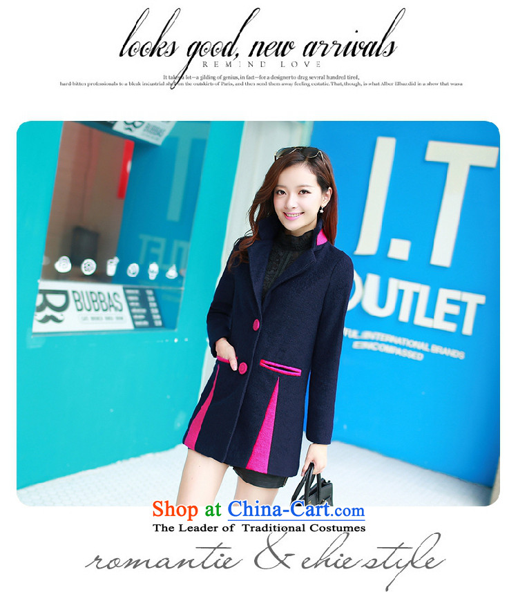 The original days Sang-mi 2014 winter stylish Korean stitching color Sau San lapel a wool coat female CD81A0LT06 navy blue XXL picture, prices, brand platters! The elections are supplied in the national character of distribution, so action, buy now enjoy more preferential! As soon as possible.