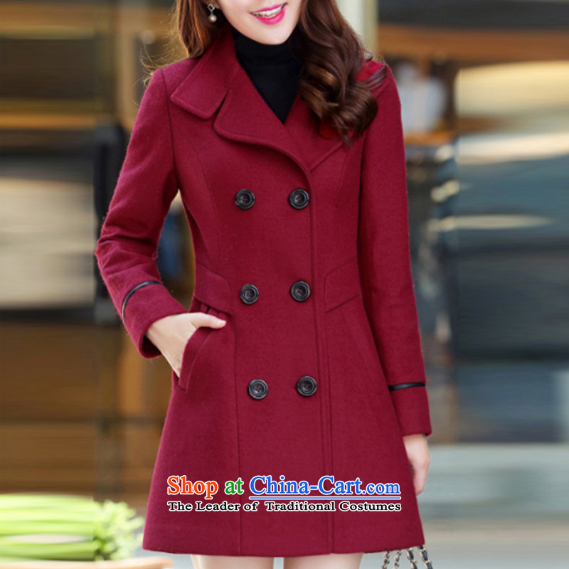 Claudia SE 2015 Winter New Lai Korean version in the Sau San long large female double-jacket coat? female gross y221 wine red 2XL code, Tarja Halonen, Lai (YASLEAD) , , , shopping on the Internet