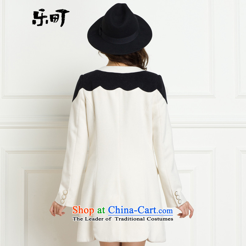 Lok-machi 2015 winter clothing new date of female black and white color sepia? coats knocked C1AA34414 white S, American town shopping on the Internet has been pressed.