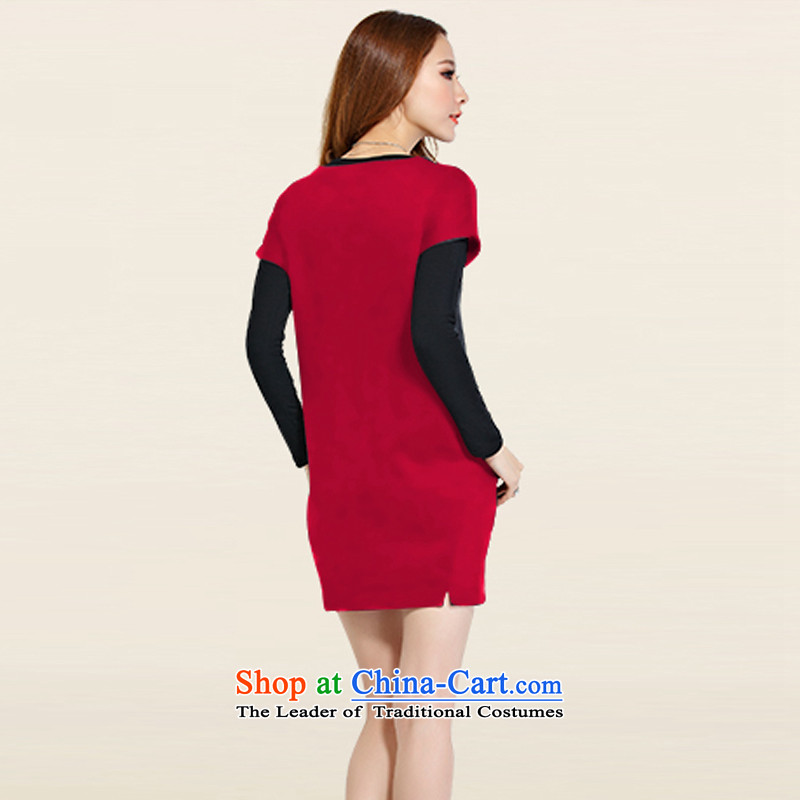  Large ZORMO female autumn and winter to xl dresses kit fat mm long-sleeved T-shirt + short skirts 2 piece dark red XXXL 145-165 catty ,ZORMO,,, shopping on the Internet