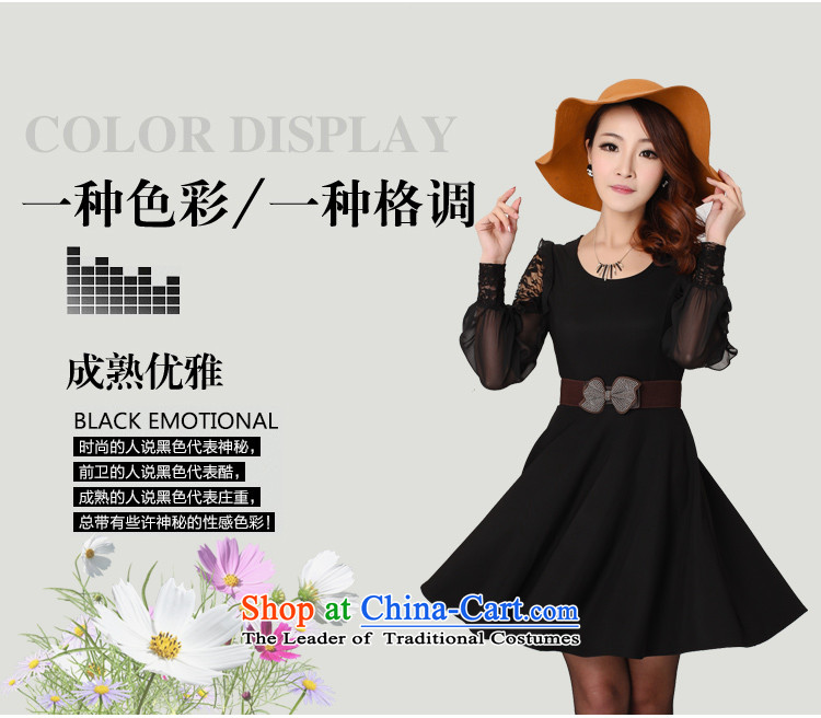 Hoda Badran (DAILASS poem Lin) Spring 2015 new larger female Korean Sau San chiffon dresses female QY825 deep blue sash) picture transfer XXXL(, prices, brand platters! The elections are supplied in the national character of distribution, so action, buy now enjoy more preferential! As soon as possible.