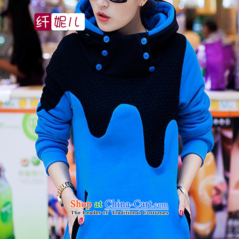 In the former Yugoslavia and the 2014 autumn and winter Connie new larger female relaxd the lint-free kit head thick sweater q5014 Blue M fiber-ni , , , shopping on the Internet